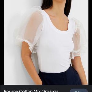 French Connection Rosana Cotton Mix Organza Puff Sleeve Top